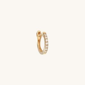 Mejuri Single Diamonds Line Mini Hoop, yellow 14k one earring